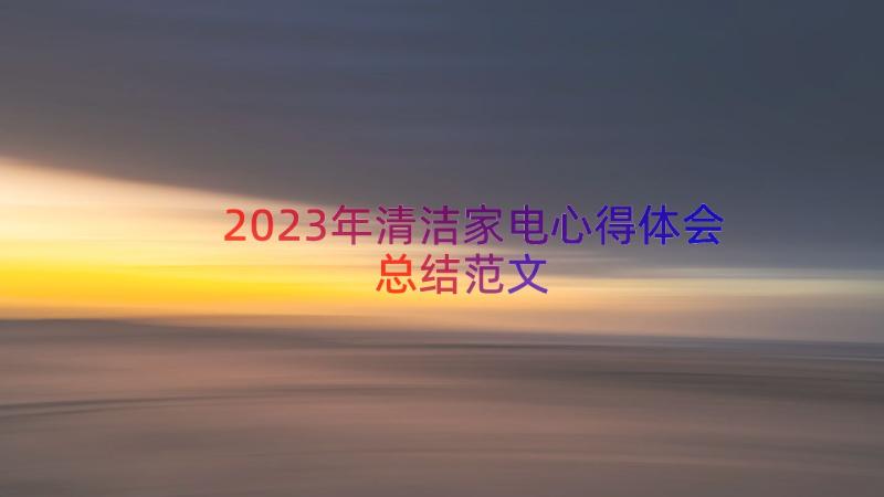 2023年清洁家电心得体会总结范文（20篇）