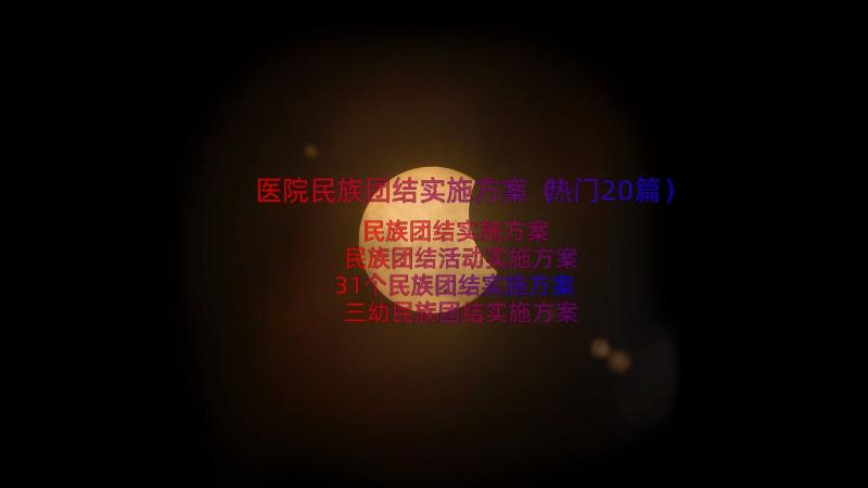 医院民族团结实施方案（热门20篇）