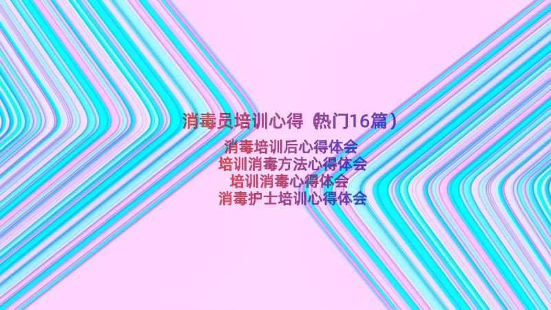 消毒员培训心得（热门16篇）