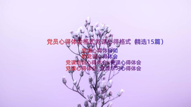 党员心得体会格式党课心得格式（精选15篇）