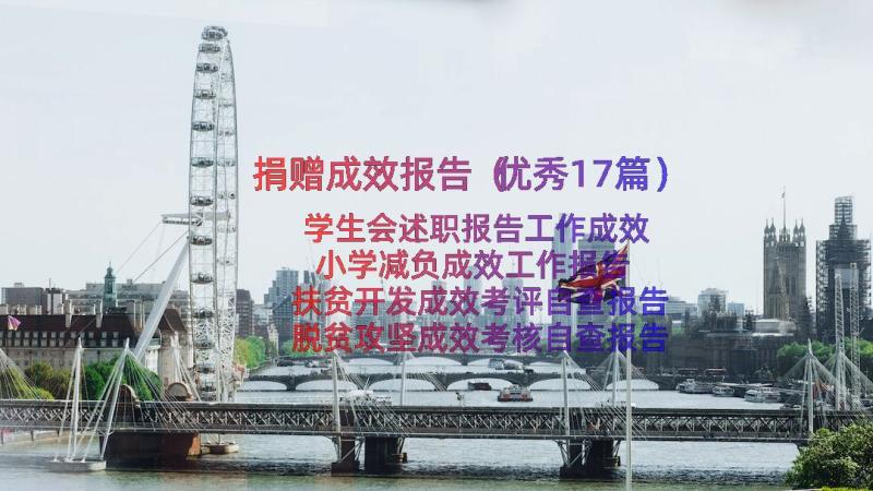 捐赠成效报告（优秀17篇）