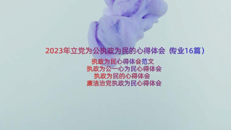 2023年立党为公执政为民的心得体会（专业16篇）