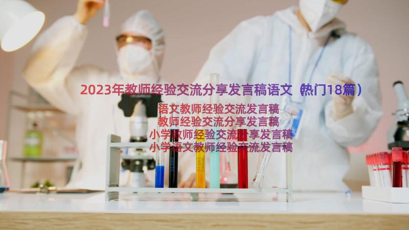 2023年教师经验交流分享发言稿语文（热门18篇）