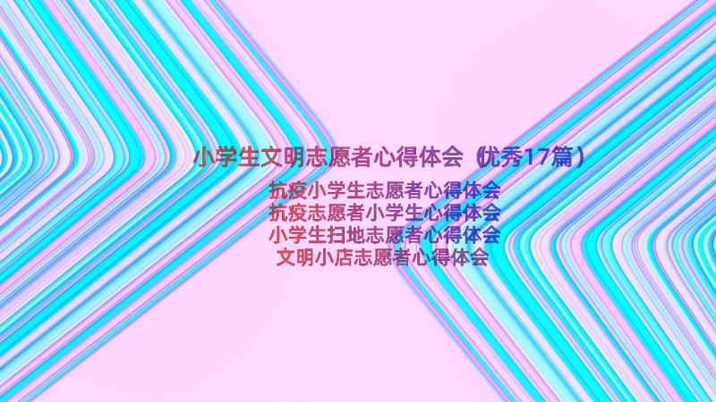 小学生文明志愿者心得体会（优秀17篇）