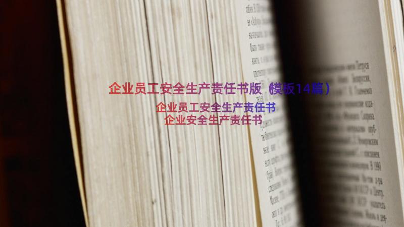 企业员工安全生产责任书版（模板14篇）