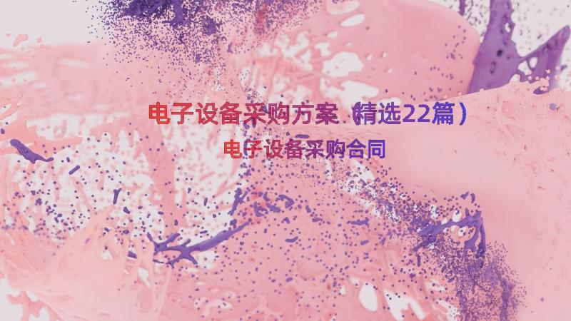 电子设备采购方案（精选22篇）