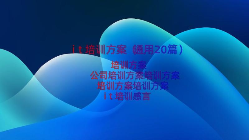 it培训方案（通用20篇）