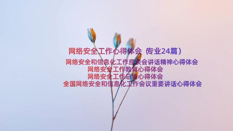 网络安全工作心得体会（专业24篇）