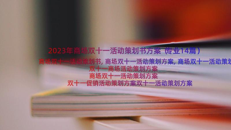 2023年商场双十一活动策划书方案（专业14篇）