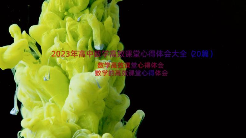 2023年高中数学高效课堂心得体会大全（20篇）