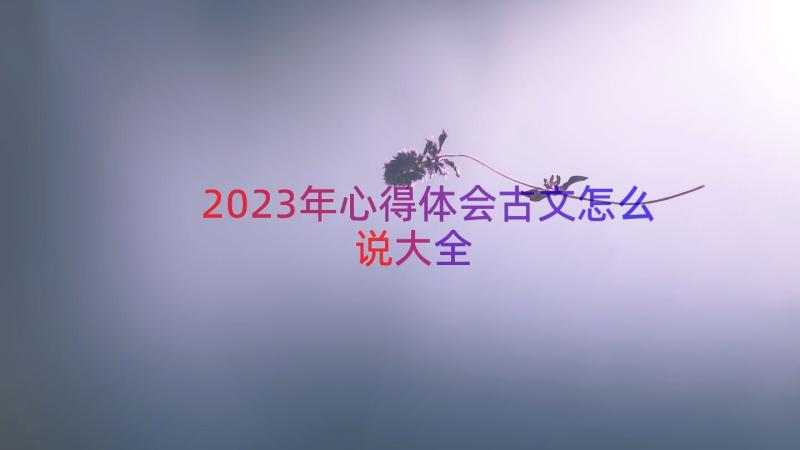 2023年心得体会古文怎么说大全（19篇）