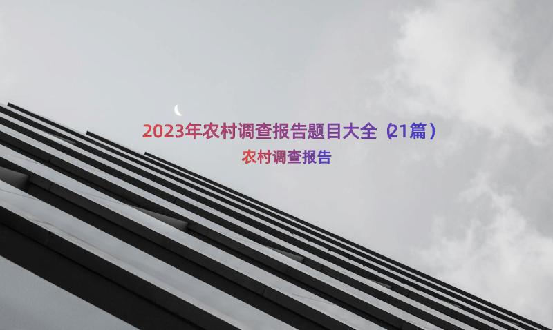 2023年农村调查报告题目大全（21篇）