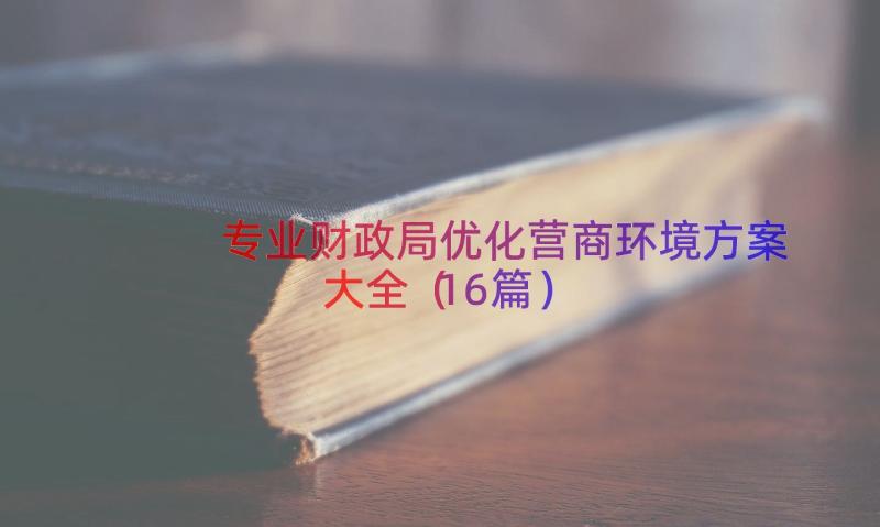 专业财政局优化营商环境方案大全（16篇）