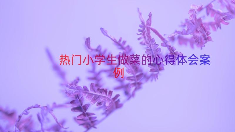 热门小学生做菜的心得体会（案例15篇）