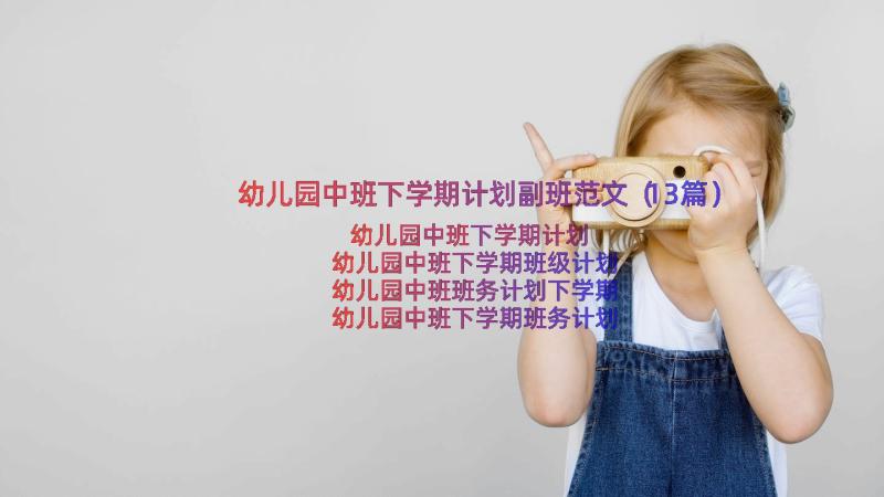 幼儿园中班下学期计划副班范文（13篇）