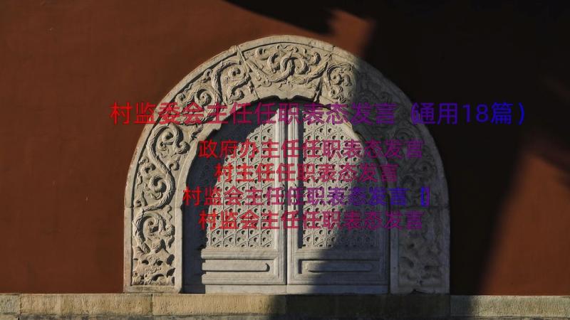 村监委会主任任职表态发言（通用18篇）