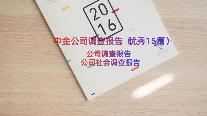 中金公司调查报告（优秀15篇）