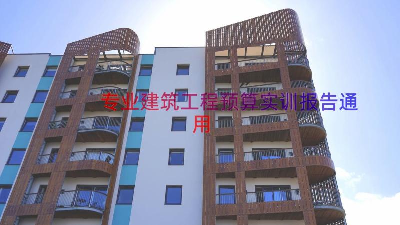 专业建筑工程预算实训报告（通用15篇）