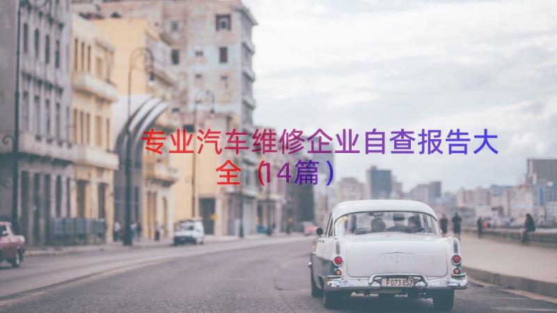 专业汽车维修企业自查报告大全（14篇）