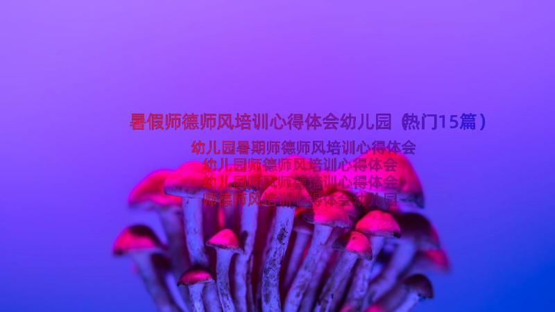 暑假师德师风培训心得体会幼儿园（热门15篇）