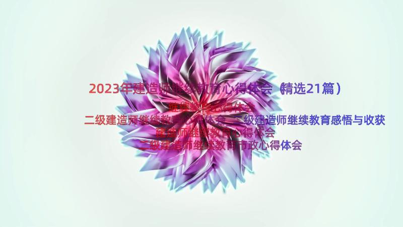 2023年建造师继续教育心得体会（精选21篇）