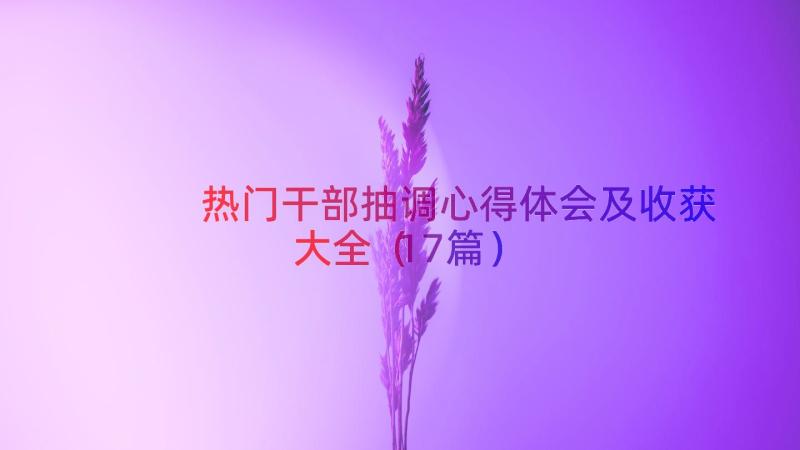 热门干部抽调心得体会及收获大全（17篇）