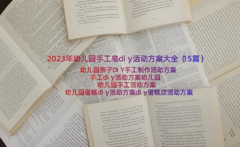 2023年幼儿园手工皂diy活动方案大全（15篇）