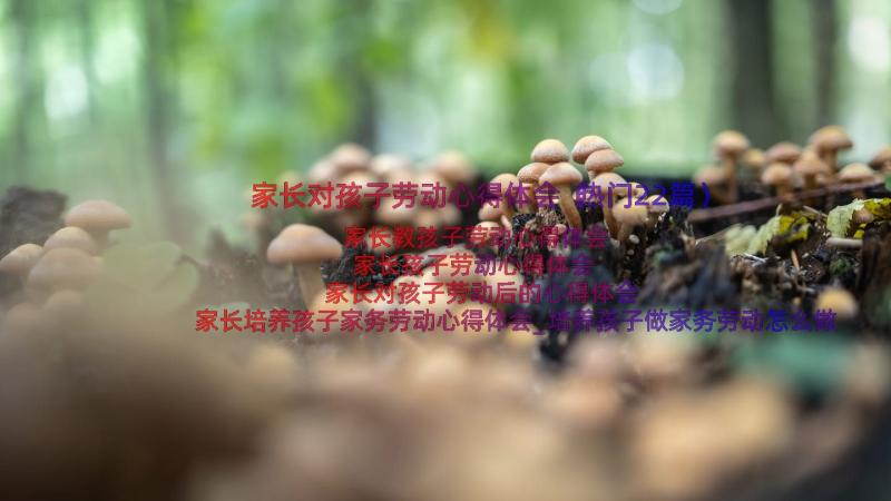 家长对孩子劳动心得体会（热门22篇）