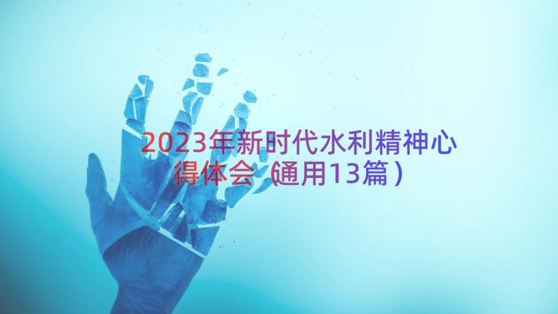 2023年新时代水利精神心得体会（通用13篇）