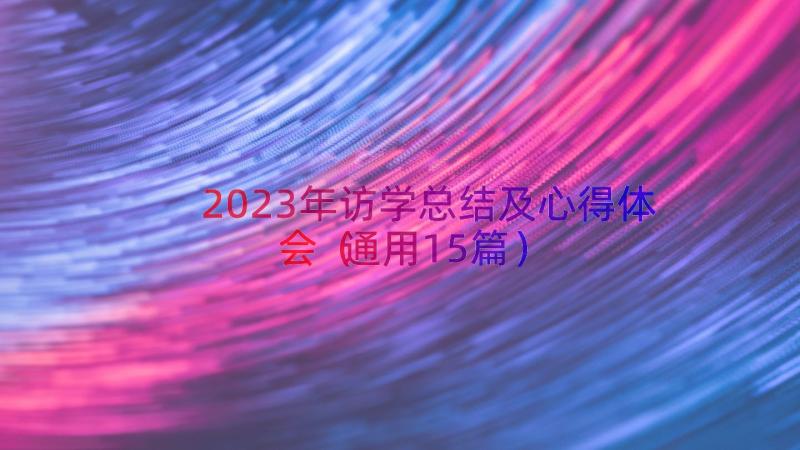 2023年访学总结及心得体会（通用15篇）