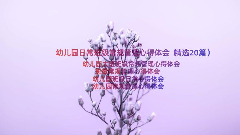 幼儿园日常班级常规管理心得体会（精选20篇）