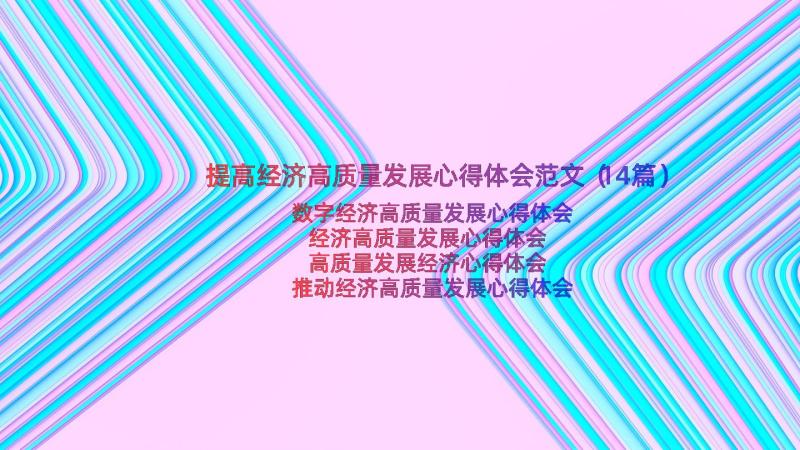 提高经济高质量发展心得体会范文（14篇）