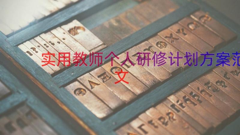 实用教师个人研修计划方案范文（20篇）