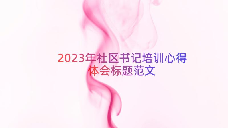 2023年社区书记培训心得体会标题范文（20篇）