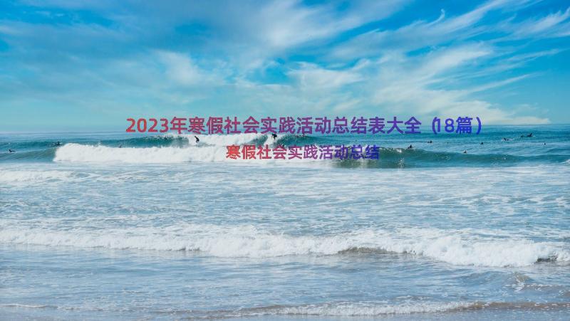 2023年寒假社会实践活动总结表大全（18篇）