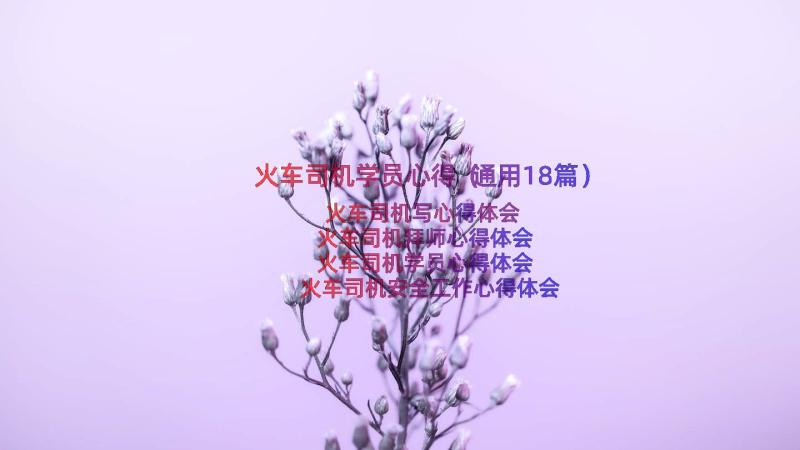 火车司机学员心得（通用18篇）