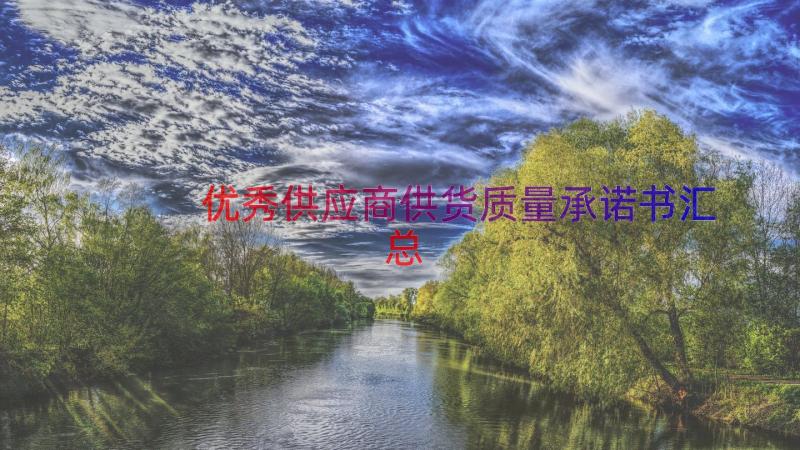 优秀供应商供货质量承诺书（汇总15篇）