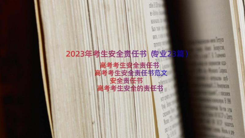 2023年考生安全责任书（专业23篇）