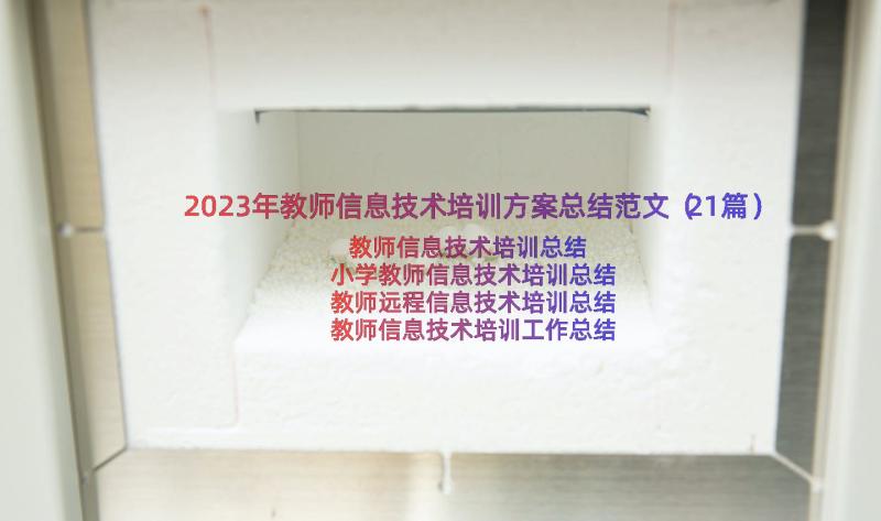 2023年教师信息技术培训方案总结范文（21篇）