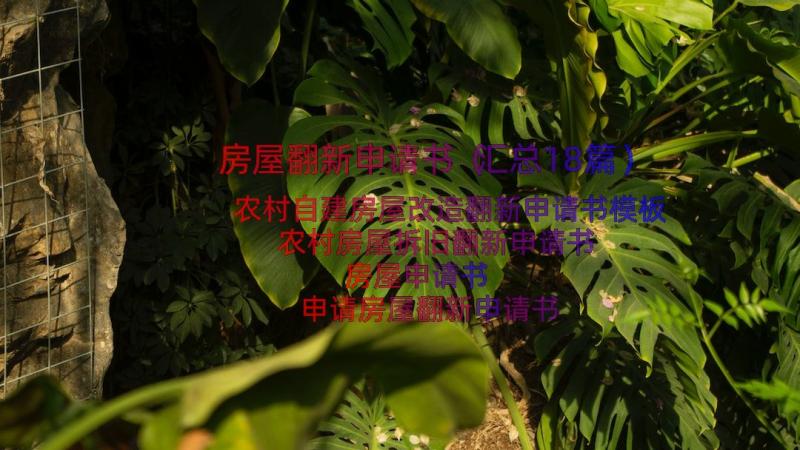 房屋翻新申请书（汇总18篇）