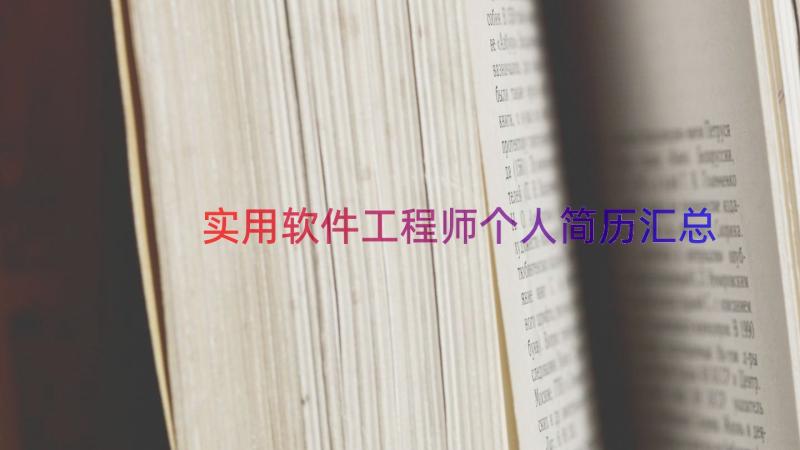 实用软件工程师个人简历（汇总21篇）