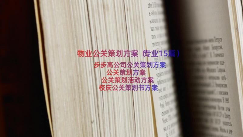 物业公关策划方案（专业15篇）