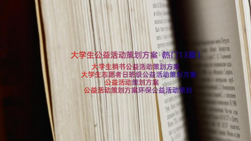 大学生公益活动策划方案（热门13篇）