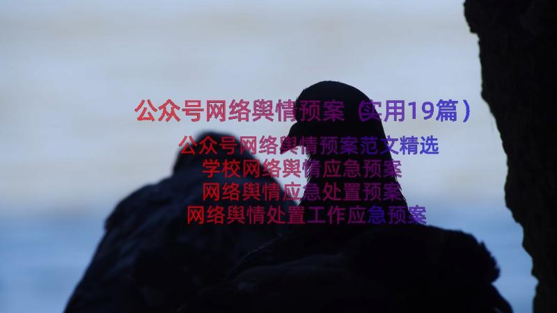 公众号网络舆情预案（实用19篇）