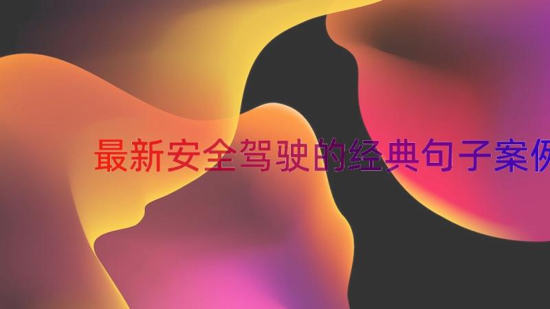 最新安全驾驶的经典句子（案例16篇）