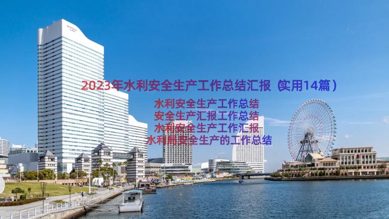 2023年水利安全生产工作总结汇报（实用14篇）