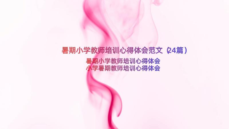 暑期小学教师培训心得体会范文（24篇）