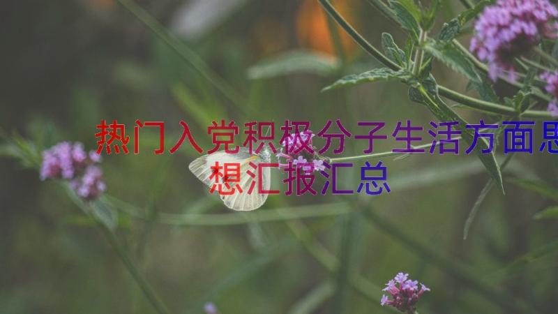 热门入党积极分子生活方面思想汇报（汇总14篇）