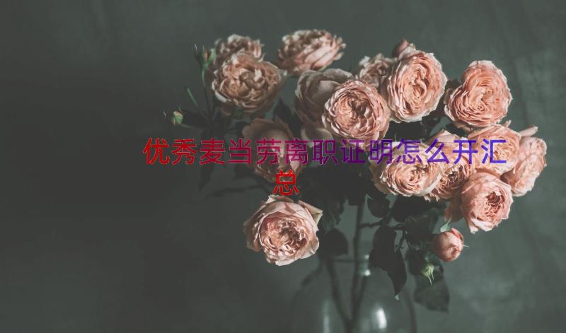 优秀麦当劳离职证明怎么开（汇总15篇）