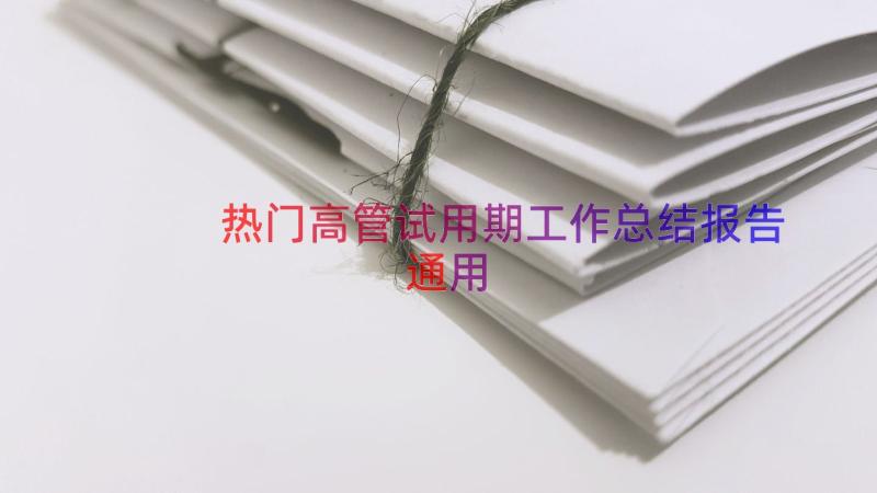 热门高管试用期工作总结报告（通用13篇）